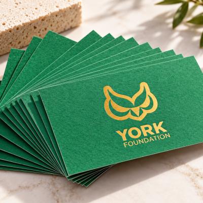 Business Cards Green Gold Foil Owl
