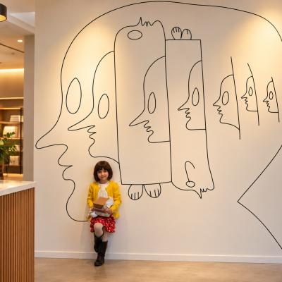 Line Art Wall Mural Faces