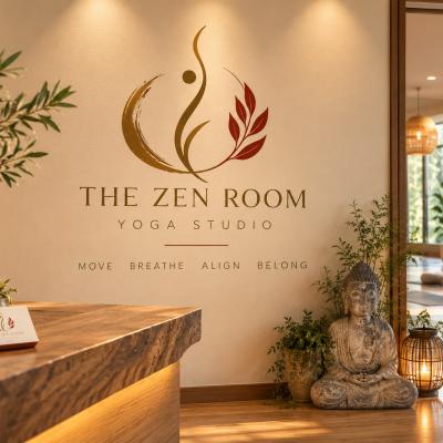 Yoga Studio Reception Wall Logo
