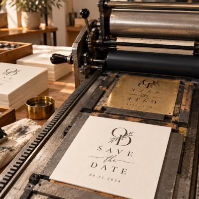 Letterpress Machine Save The Date Printing