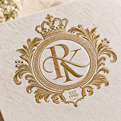 Gold Foil Embossed Crest Rk Monogram