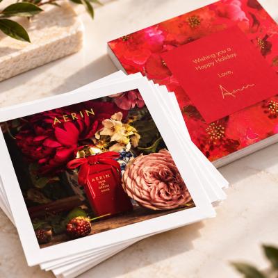 Holiday Photo Cards Red Floral