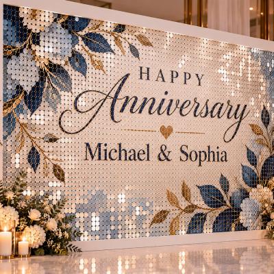 Sequin Wall Happy Anniversary Backdrop