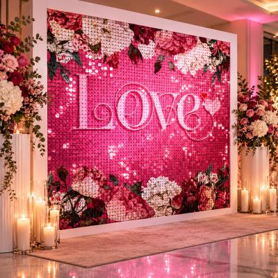 Sequin Wall Love Pink Backdrop