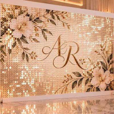 Sequin Wall Wedding Monogram Backdrop